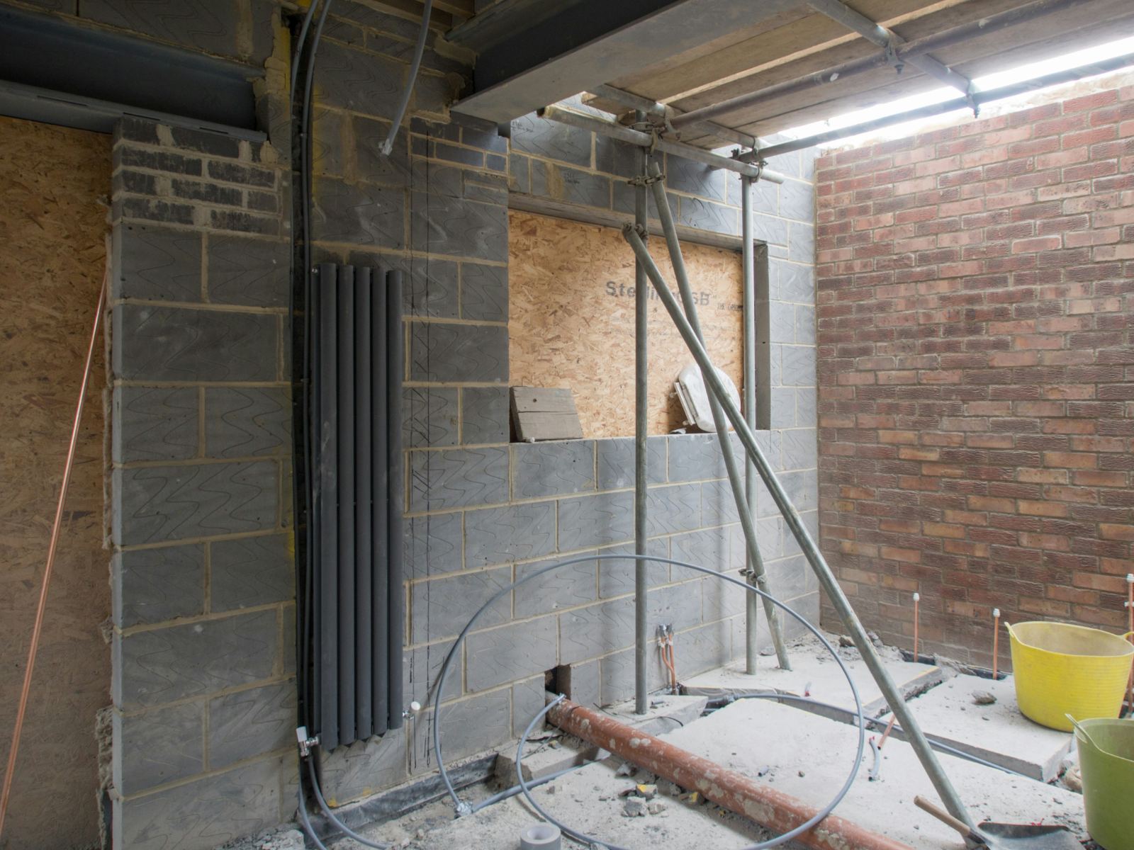 Rough plumbing on a remodel site